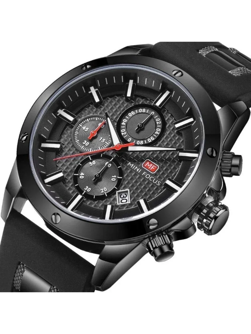 Mens Black Analog Quartz Waterproof Chronograph Classic Stylish Casual Watch